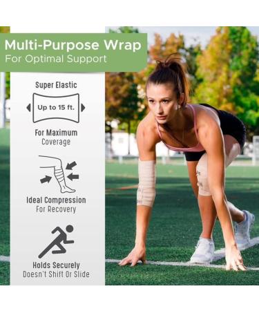 Premium Elastic Bandage Wrap (2" Wide 2 Pack) - USA Made Soft Cotton Latex Free & Hypoallergenic Compression for Sprains & Injuries - Buy Online on GoSupps.com