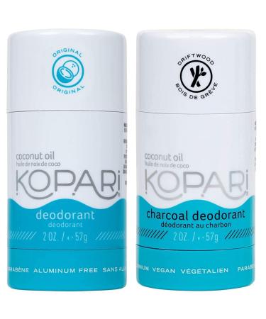 Kopari Aluminum Free Deodorant For Men and Women - Pack of 2 - Original and Charcoal - 2 Oz. - Buy Online on GoSupps.com