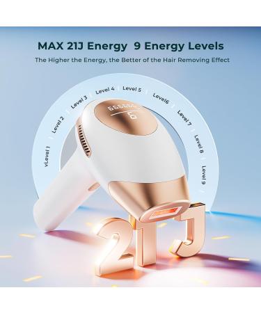 LUBEX 21J Laser Hair Removal Device - 3-in-1 IPL System for Women/Men - 9 Energy Levels - 999,900 Flashes - Perfect Hair Removal for Legs, Bikini, Face - Gold - Buy Online on GoSupps.com