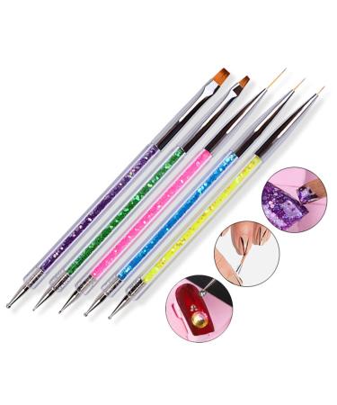 Gracelaza 5pcs Brush Set Nail Art Nail Art Paint Brush Pen Set Tips Builder Flat UV Gel Acrylic #1