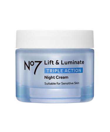 No7 Lift & Luminate Triple Action Night Cream - Anti Wrinkle  Collagen Peptide Brightening Cream - Skin Firming Hyaluronic Acid & Hibiscus + Hyperpigmentation Vitamin C Face Cream (50ml) Regular