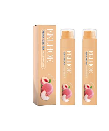 Small Toothpaste Tube Fruity Taste Dazzling White Toothpaste Fresh Breath Tooth Whitening Paste Stain Removal (Peach 2 pcs)