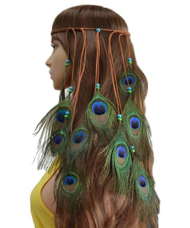 Repuhand Bohemian Peacock Feather Headdress | Women's Braid Hair Band | Unique Accessory for a Chic Look - Buy Online on GoSupps.com