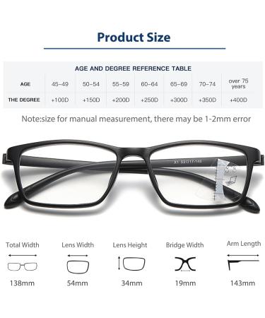 Buy Premium Progressive Multifocal Reading Glasses - Photochromic Lens Black Rectangle TR90 Seamless Transition Sunglasses 2.5 - International Shipping Available - Buy Online on GoSupps.com