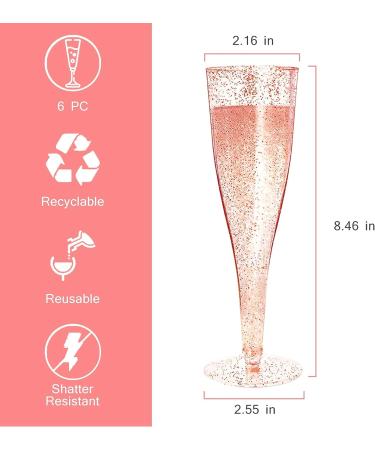6PC MR.FOAM Disposable Rose Gold Glitter Plastic Champagne Flutes - Perfect for Parties and Special Occasions - Buy Online on GoSupps.com