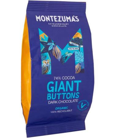 Montezuma's 74% Cocoa Giant Dark Chocolate Buttons Gluten Free & Organic 180g Bag (Pack of 2) - Buy Online on GoSupps.com