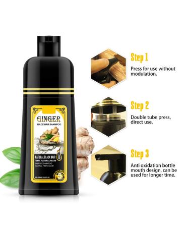Ginger Black Hair Shampoo - Semi-Permanent Instant Black Hair Color Dye - 5-Minute Finish - 500ml (16.91 fl oz) - Ginger Fragrance - Buy Online on GoSupps.com