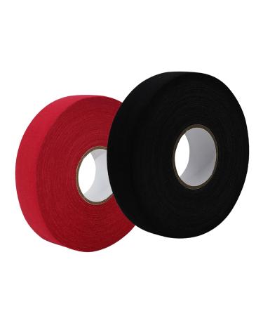 Vueinrg 2 rolls ice hockey rack tape hockey tape shock hockey bat tape anti-rod fight tap ice hockey handle tape 2.5cm*25m hockey tape sports tape field hockey handle tape adhesive tape (black red)