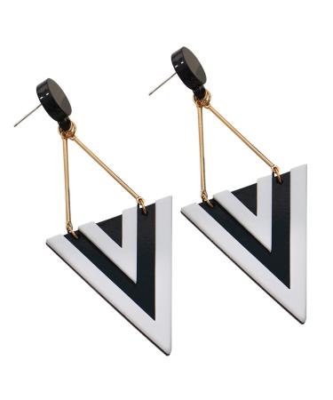 Feyley earrings triangular seams thin geometric pierced drilling -out dangling earrings for women and girls acrylic minimalist jewelry ornament white