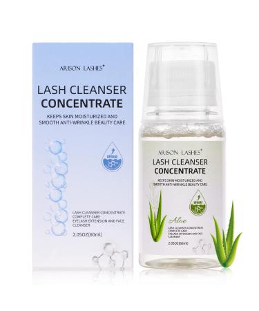 Lash Shampoo Concenter 60ml lash Cleanser concentrate hyaluronic acid Oil-Free Perfect for Salon-Get Better eyelash cleaning and eyelash extension experience (update aloe) 60ml-aloe