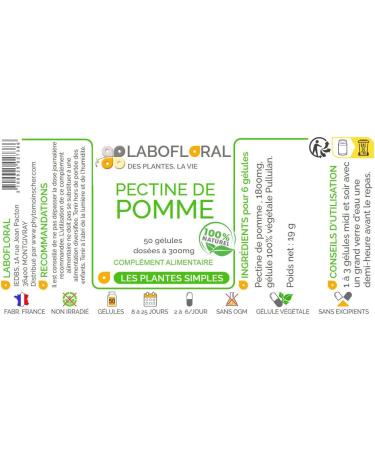 Labofloral Apple Pectin 50 capsules dosed at 300 mg - Food supplement - Slimming appetite suppressant - Made in France - Buy Online on GoSupps.com
