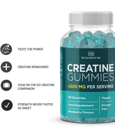 RM Creatine Gummies 4500mg - Blueberry Flavour - 90 Chewable Pre Workout Gummies | Vegan & Gluten Free Monohydrate Supplement for Men & Women - Buy Online on GoSupps.com