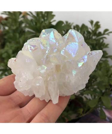 200-300g Natural White Angel Aura Crystal Cluster Electroplating Titanium Coating Quartz Cluster Stone Suitable for Furniture Decoration Ornaments JIZTGEDM - Buy Online on GoSupps.com