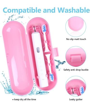 Uraqt Pink Frosted Travel Case for Electric Toothbrush - Essentials for 1 Handpiece & 2 Brushes | Durable Plastic Replacement Etui - Buy Online on GoSupps.com