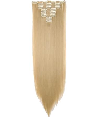 Ombre Colorful Synthetic Clip in Hair Extensions - 23 Golden Mix Bleach Blonde - 8Pcs, 18Clips - Full Head Coverage - Buy Online on GoSupps.com