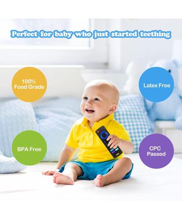 2 Pack Silicone Teething Toys for 6-18 Month Old Babies | Remote Control Shape Teethers for Boys & Girls | BPA Free Chew Toys (Purple+Cyan) - Buy Online on GoSupps.com