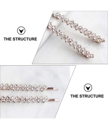 FRCOLOR 2 Pairs Rhinestone Bobby Pin Bling Crystal Metal Hair Clips Sparkly Hairpins Hair Accessories for Lady Women Girls Rose Gold - Buy Online on GoSupps.com