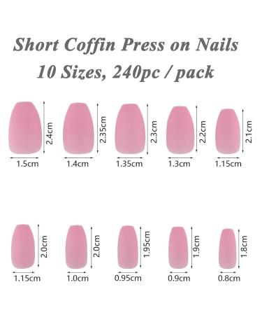 240pc Short Coffin Matte False Nails Set with Case - Trendy Mixed Colored Acrylic Fake Nail Tips for Kids/Women/Girls - Buy Online on GoSupps.com