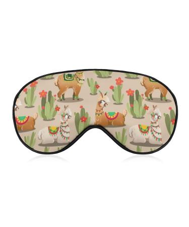 Llama Desert Cactus Sleep Mask Eye Cover for Sleeping Blindfold with Adjustable Strap Blocks Light Night Travel Nap for Men Women