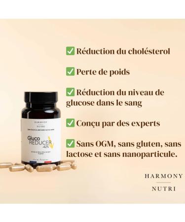 Gluco Reducer 60 Capsules - White Murier Leaf Extract Acacia Fiber Chromium for Blood Glucose and Metabolism - Alternative Apple Cider Vinegar Konjac - Made in France Harmony Nutri - Buy Online on GoSupps.com