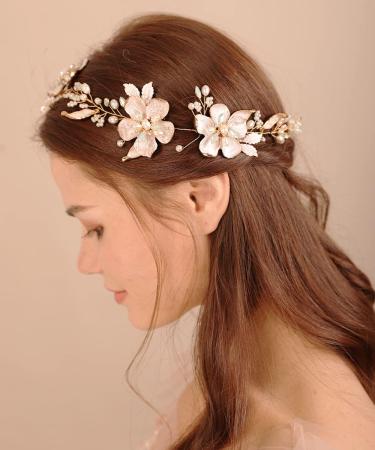 Xerling Opal Crystal Wedding Flower Hair Vine - Bridal Floral Accessory with Pearls and Crystals - Buy Online on GoSupps.com