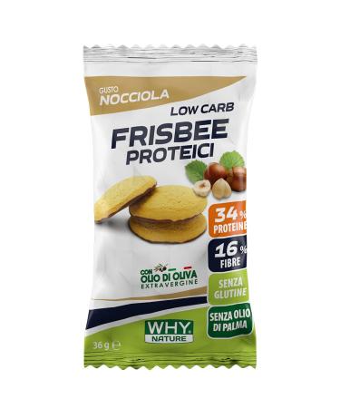 WHY NATURE WHY NATURE LOW CARB PROTEIN FRISBEE - Chocolate-based protein biscuits - Gluten-free for a protein-rich breakfast - Hazelnut flavor - 36g