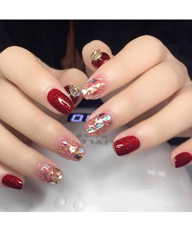 Gel Polish Santa Red Gel Nail Polish Soak Off UV Glitter Gel Nail Varnish for Manicure Long Lasting Chip Resistant Gel Nail Polish At Home 15mL(G117- Glitter Red) - Buy Online on GoSupps.com