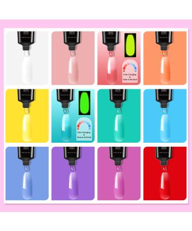 Aishaba 12 Colors Poly Nail Extension Gel Kit - Rainbow Colors, Glow in the Dark, Temperature Color Changing - Nail Builder Gel Set for Nail Art Manicure - Buy Online on GoSupps.com