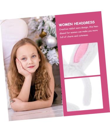 MAGICLULU Headband Animal Decor Stuffed Bunnies Easter Bunny Ears Dress for Girl Stuffed Bunny for Hair Bands Tiara Girl Hair Accessory White Decorations Women's Plush Rabbit Ears 28X13CM White - Buy Online on GoSupps.com
