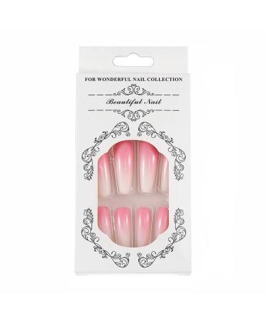 Brishow Pink Long Gradient Press-On Ballerina Nails - 24 Pieces of Artificial Acrylic Nails for Women & Girls - Buy Online on GoSupps.com