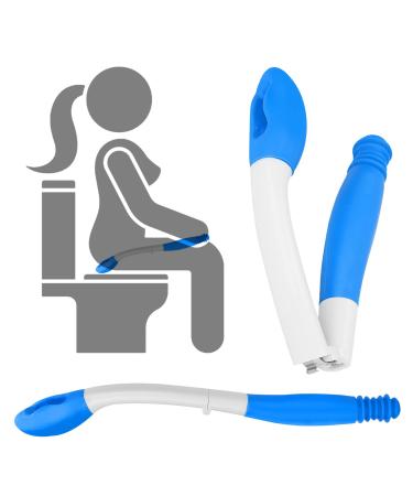 Foldable Toilet Aids for Wiping, Jhua 15.7" Long Reach Comfort Butt Wiper with PV Carrying Bag, Bottom Buddy Wiping Aid Tools, Toilet Paper Aids Tools Tissue Grip Self Wipe Assist Holder, Blue