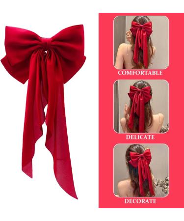 DOITOOL Satin Ribbon Hairpin Bows for Hair Teen Girls Hair Bows Hair Clips Barrettes Ribbon for Hair Large Hair Bows Hair Bow Clips Hair Ribbons Miss Issue Card Metal Bow Tie Red - Buy Online on GoSupps.com