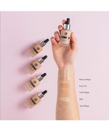 W7 Genius Foundation - Liquid to Powder Finish Foundation for Poreless Matte Coverage - Sand Beige 1.05oz - Buy Online on GoSupps.com