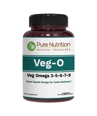 Pure Nutrition Vegan Omega 3-5-6-7-9 | 120 Softgels | 600mg per Serving of 2 Softgels | Multi Omega Supplement for Overall Health | Non GMO | Gluten Free