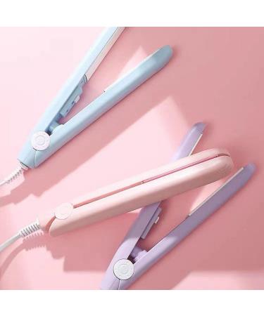 2-in-1 Mini Hair Straightener & Curling Iron - Portable Ceramic Travel Hair Tools for Women - Short Hair & Curls - White-Pink - Buy Online on GoSupps.com
