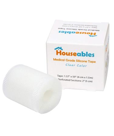 Houseables Silicone Scar Sheets Treatment Tape 1.57 x 59  with 2 Perforations Clear Flexible Medical Grade for Surgery Keloids Burns Sensitive Skin Wound Protection Healing Gel Patch