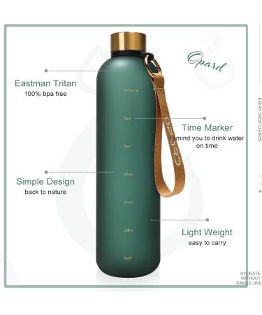 Opard 1L/800ml BPA-Free Water Bottle | Time Marking Sports Bottle | Outdoor Safe Dark Green Rope Version - Buy Online on GoSupps.com