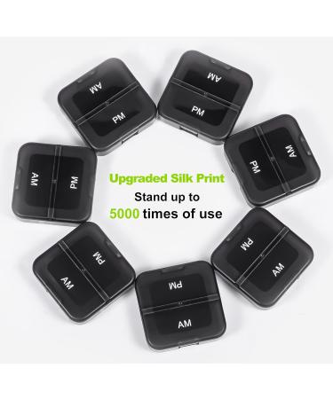 Weekly Pill Organizer - 2x Daily Travel Pill Box 7 Day Easy Fill Design Black AM/PM Case for Medication & Supplements - Buy Online on GoSupps.com