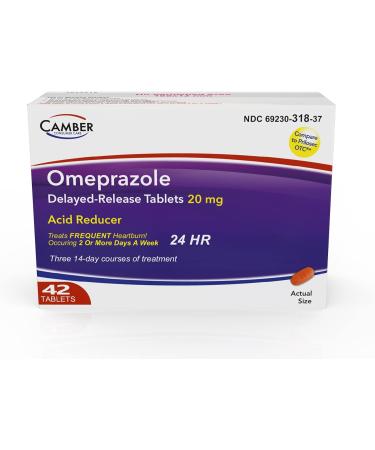 Camber Consumer Care Omeprazole 20mg Tablets (42 Count) for Heartburn & Acid Reflux Relief - Buy Online on GoSupps.com