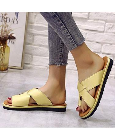 Shop Stylish & Comfortable Women s Plateau Sandals - Bunion Correction PU Leather Summer Travel Shoes | Yellow 43 EU - Buy Online on GoSupps.com