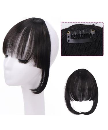 Bangs Hair Clip Clip in Bangs Fringe Hair Extenisons Synthetic Natural Front Clip in Neat Bangs 1 Piece Heat-resistant fiber Fringe Bangs Hairpieces for Women Girls Bangs Clip in Hair (Color : 2)