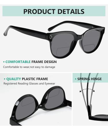 Stylish Eyekeper Bifocal Glasses for Women | Tinted Gray Turtle +3.00 | Ideal for Reading Under the Sun - Buy Online on GoSupps.com
