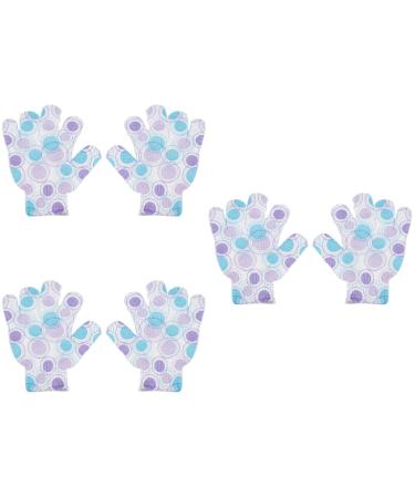 Beaupretty Exfoliation Mitt 3 Pairs Printed Bath Gloves Shower Gloves Exfoliating Gloves Five Fingers Child Shower Wipe Exfoliating Glove