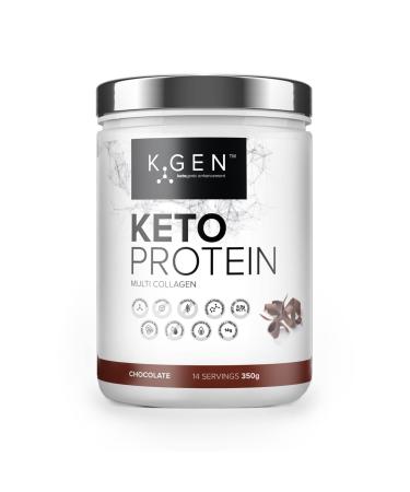 K-GEN Keto Collagen Protein Powder Natural Multi Collagen Chocolate Blend Coconut MCT Vitamin C+B6 | UK Made Advanced Ketosis for Keto & Paleo | Low Carb Free-from: Sugar Whey & Gluten Chocolate 350g 350 g (Pack of 1)