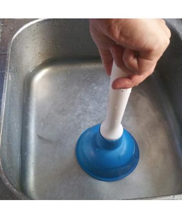 Coralpearl 4 Inch Hand Drain Plunger with 9 Inch Handle - Small Force Pump Cleaner for Kitchen Sink, Bathroom, Toilet, Shower, Tub - Blue - Buy Online on GoSupps.com