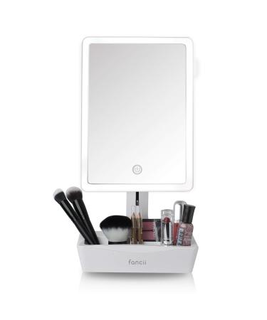 Fancii LED Lighted Large Vanity Makeup Mirror with 10X Magnifying Mirror - Dimmable Natural Light  Touch Screen  Dual Power  Adjustable Stand with Cosmetic Organizer - Gala