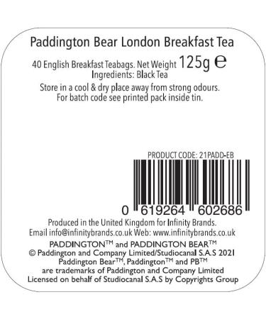 Infinity Brands Paddington Bear - 40 English Breakfast Teabags Gift Tin 125 g - Buy Online on GoSupps.com
