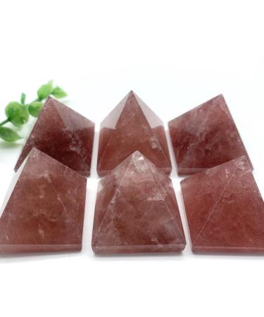 Natural Crystal Rough 30mm Natural Red Strawberry Stone Quartz Crystal Pyramid Reiki Tower Home Ornaments Decoration Stones