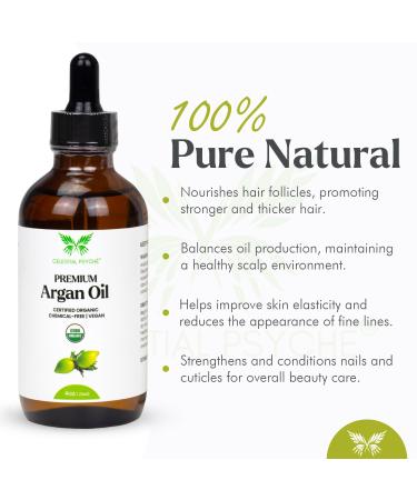 USDA Certified Organic Argan Oil 4 Oz - 100% Pure Vegan Chemical-Free for Skin Hydration & Healthy Hair Growth - Buy Online on GoSupps.com