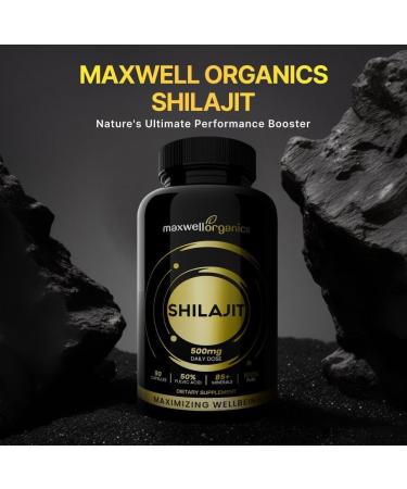 Maxwell Organics Shilajit Capsules - Gold Standard Pure Shilajit for Energy Brain Health Anti-Aging Libido & Stress Relief - 80+ Minerals - for Men & Women (90 Capsules) - Buy Online on GoSupps.com